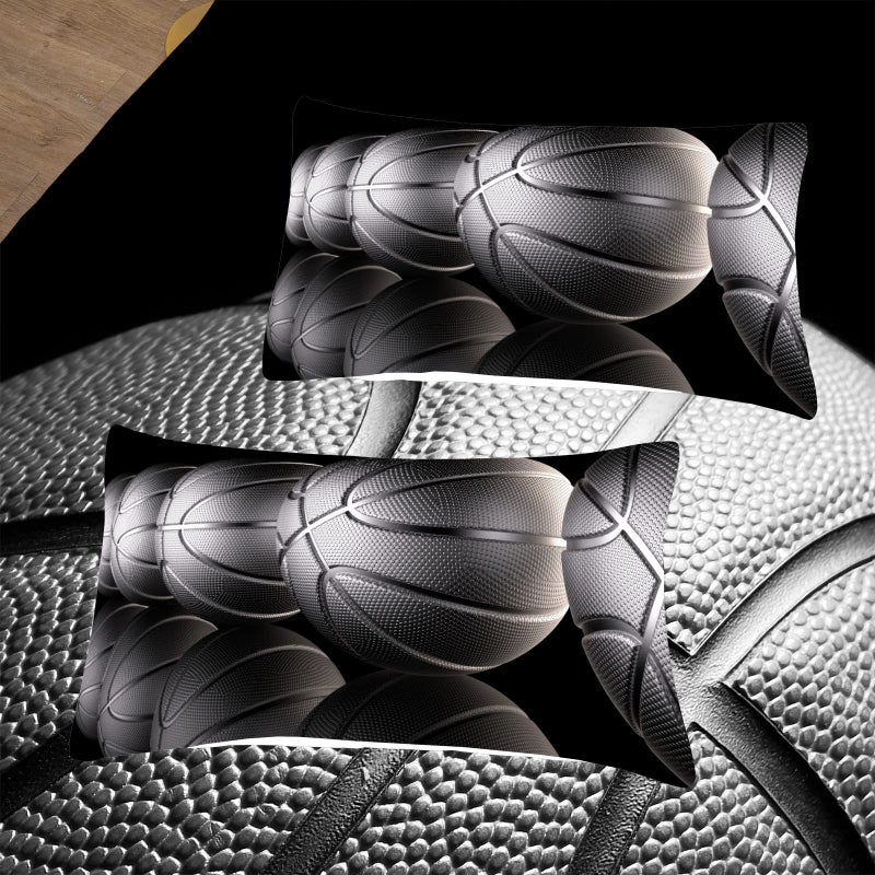 Tailor Shop Twin Size Basketball Comforter Set for Boys Kids Teens Ultra Soft Microfiber Sports Theme Black and Gray Basketball Bedding Sets with 1 Comforter and 1 Pillowcase - Image 4